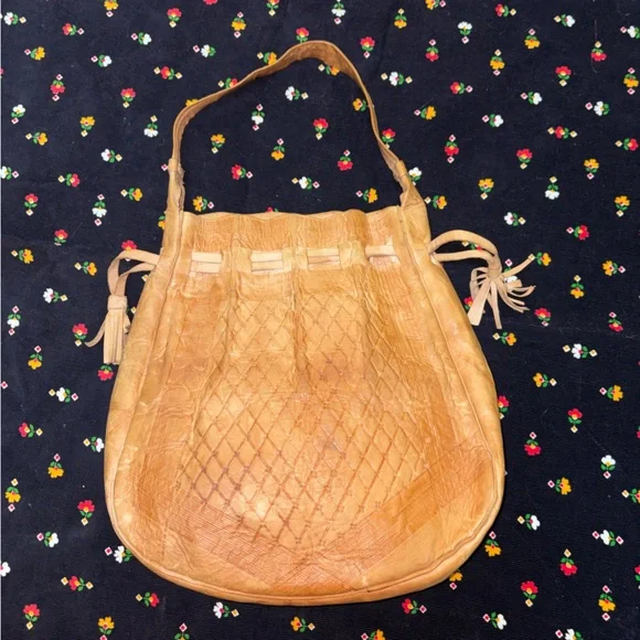 Boho Leather Drawstring Bag - Picture 5 of 5